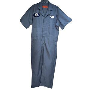 Red Kap Mens Blue Work Uniform Cargo Mechanic Zip Up Coveralls 44 REG Pockets